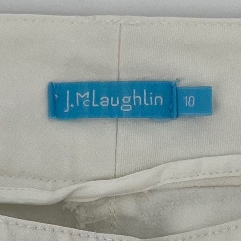 J. McLaughlin Womens Straight Leg Cotton Pants Size 10 Off White Casual Preppy - Picture 5 of 9